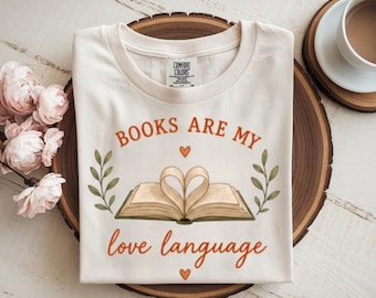 Camiseta "Los libros son mi lenguaje del amor", camiseta para amantes de los libros, regalo para bibliófilos, camiseta de lectura, camiseta gráfica para ratones de biblioteca, regalo para lectores.
