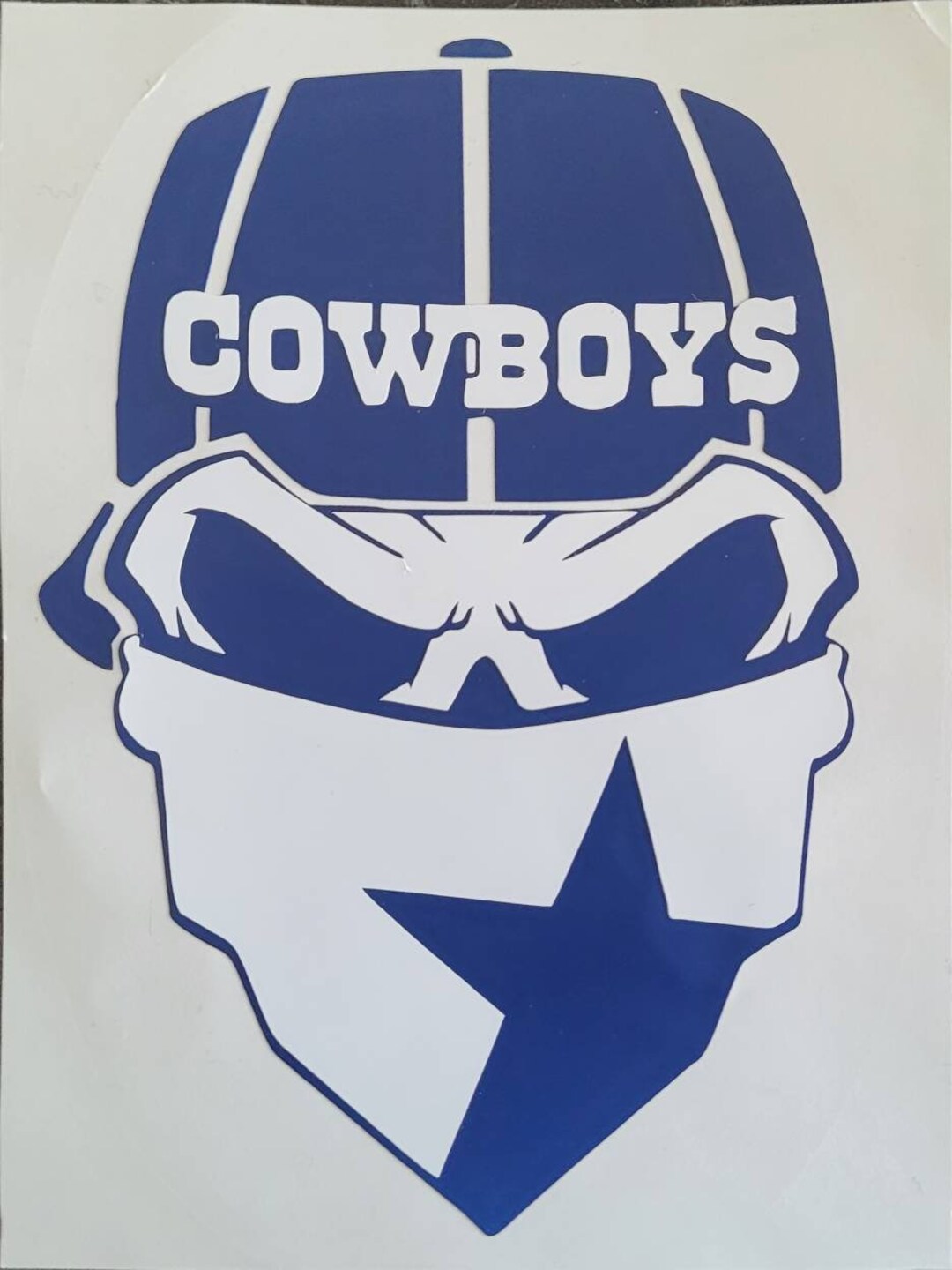 Dallas Cowboys Skull Decal Skull With Star Football Sticker Etsy