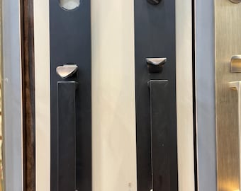 Juego de cerradura y manija de puerta cuadrada moderna con placa larga, herrajes para puerta de entrada de latón macizo, manija minimalista para puerta principal, juego de manijas de lujo