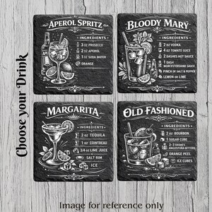 Laser Engraved Slate Coaster – Cocktail Recipe Coaster, Home Bar Drinkware, Anniversary, Birthday, Wedding Gift image 5