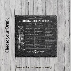 Laser Engraved Slate Coaster – Cocktail Recipe Coaster, Home Bar Drinkware, Anniversary, Birthday, Wedding Gift image 6