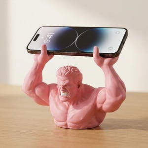 Portalápices con forma de hombre musculoso – Organizador de escritorio divertido, soporte para teléfono, plástico resistente.