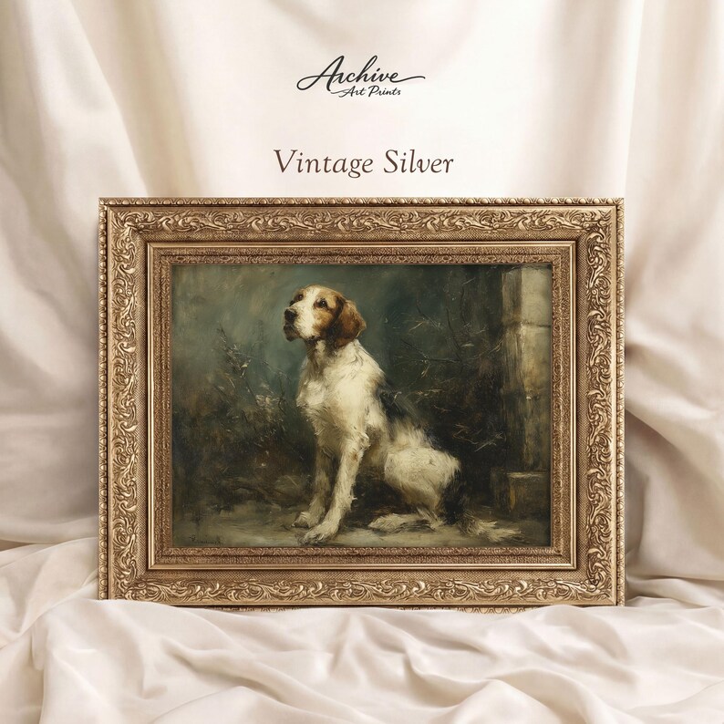 Traditional Style Artwork Vintage Dog Portrait Spaniel Pet Print Victorian Canine Illustration Framed Wall Art Premium Quality Reproduction Detailed Illustration Classic Animal Artwork Rustic Country Home Decoration Dog Lover Gift