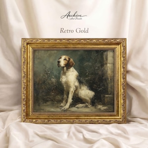Vintage Dog Portrait Spaniel Artwork Traditional Style Victorian Pet Print Framed Canine Illustration Rustic Country Home Wall Art Classic Animal Artwork Detailed Reproduction Premium Quality Display Dog Lover Gift Living Room Entryway