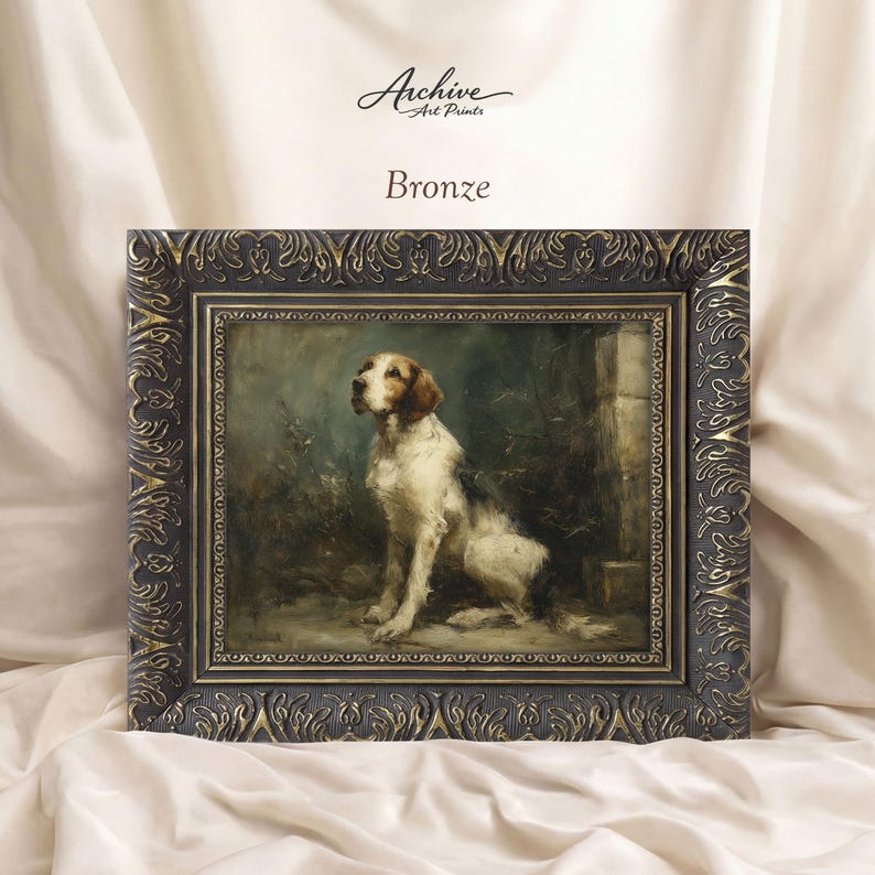 Vintage Dog Portrait Spaniel Artwork Traditional Style Victorian Pet Print Framed Canine Illustration Rustic Decor Country Home Wall Art image 7