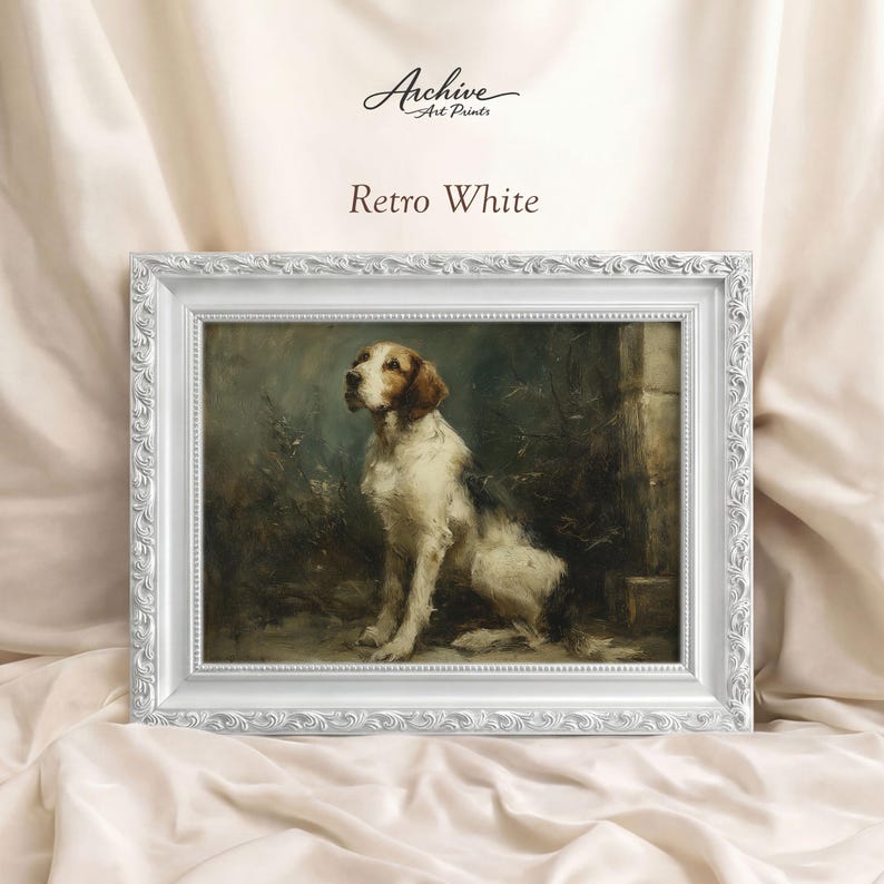 Vintage Dog Portrait Spaniel Artwork Traditional Style Victorian Pet Print Framed Canine Illustration Rustic Decor Country Home Wall Art image 6