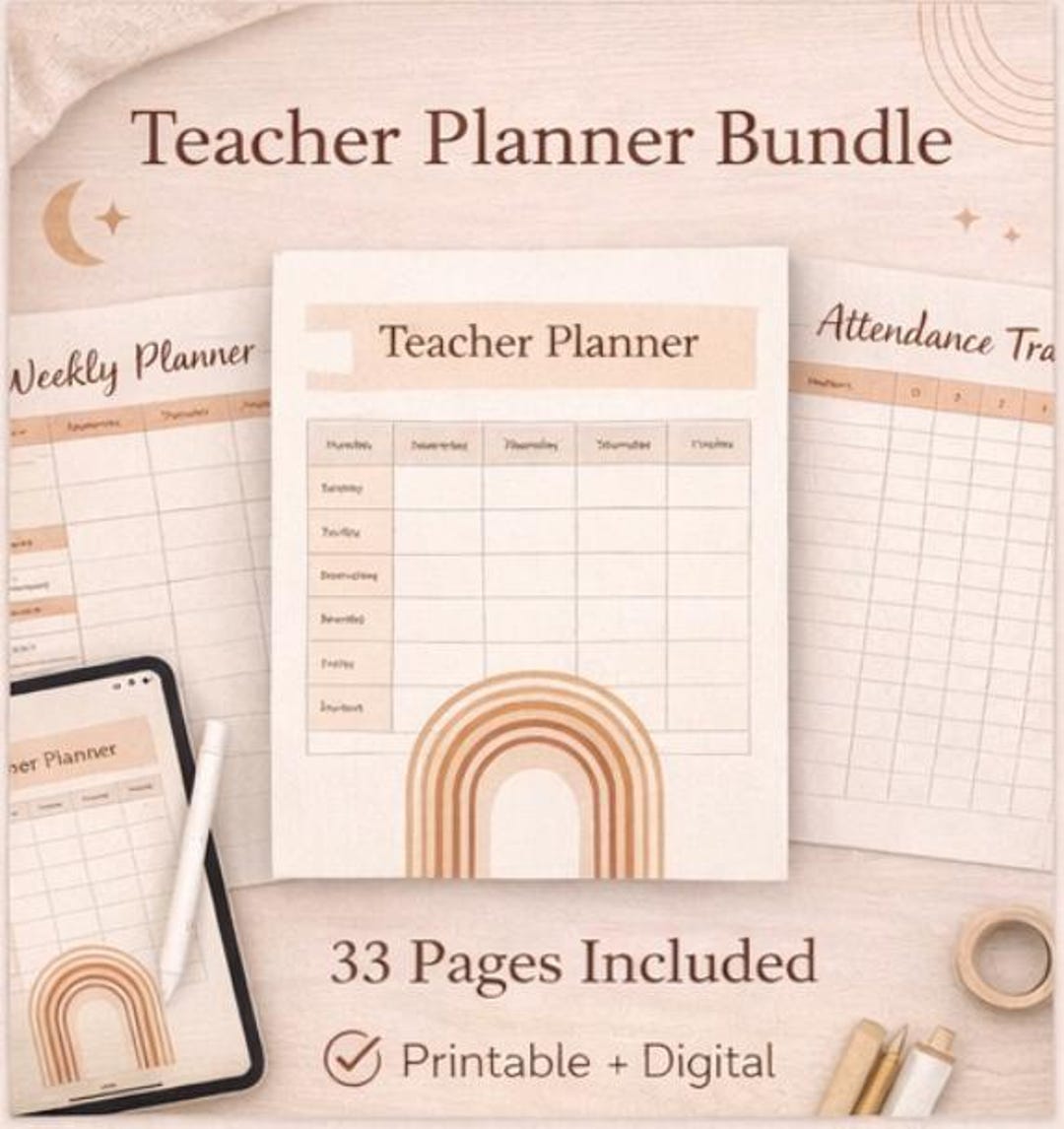 Teacher Planner Printable | 33 Page Teacher Planner Bundle | Classroom ...