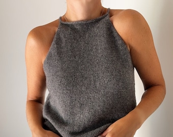 Knitting Pattern Instructions Perla Top Summer Halter Top Shirt Top Down Knitting
