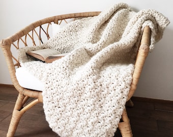 Crochet Pattern Chunky Wool Blanket Afghan Throw Original The BIRCH Blanket