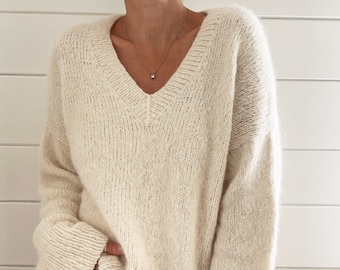 Knitting Pattern Home Sweater V Neck Top Down Knitting Pattern