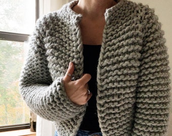 Beginner Friendly Top Down Knitting Pattern Cropped Sweater Pattern The Harper Wool Jacket