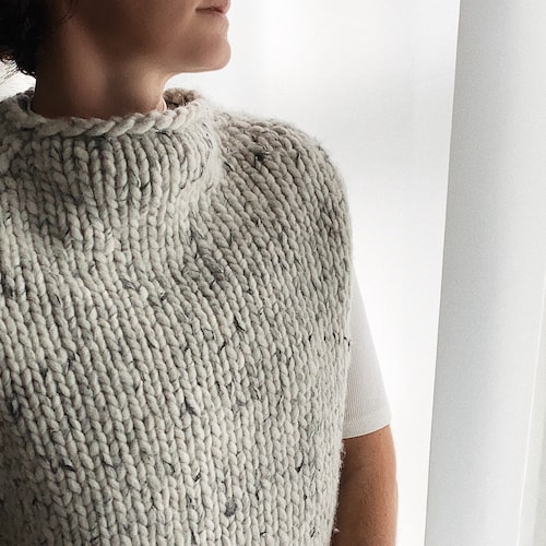 Knit Oversized Chunky Slipover Vest Easy Knitting Pattern - Etsy