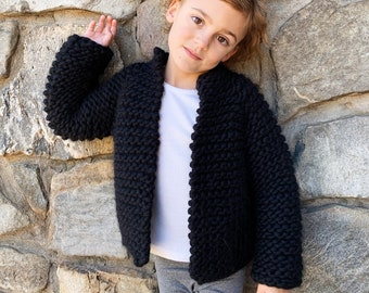 Knitting Pattern Top-Down Sweater Jacket Harper Jacket Jr. Beginner friendly Sizes 2t to 14 Y