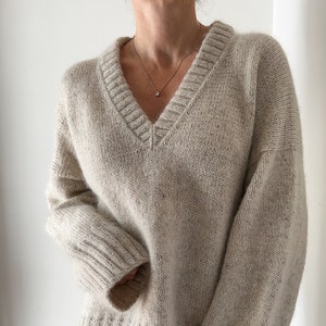 Knitting Pattern Harlow Sweater V Neck Top Down Knitting Patterns