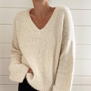 Knitting Pattern Home Sweater V Neck Top Down Knitting Pattern