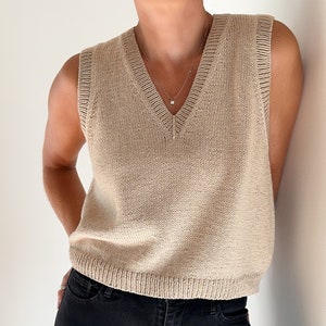 Knitting Pattern Ria Shirt V Neck Top Down Knitting Classic Summer Sleeveless Shirt