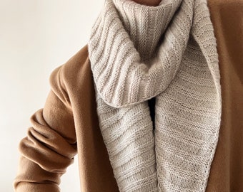 Hooded knit snood | Orange Scarf