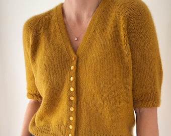 Knitting Pattern Instructions Aris Blouse Top Down Knitting Raglan V Neck Half Sleeve