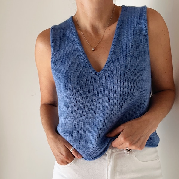 Knitting Pattern Avani Shirt V Neck Top Down Knitting Pattern Summer Knitting Pattern