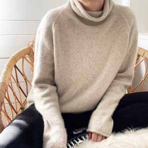 Knitting Pattern Serein Sweater Top Down Raglan Turtleneck Knitting Pattern