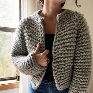 Beginner Friendly Top Down Knitting Pattern Cropped Sweater Pattern The Harper Wool Jacket image 1