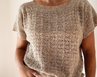 Knitting Pattern Instructions Joplin Shirt Boxy Style Shirt Textured Lace Top Down Knitting Pattern