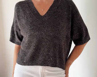 Knitting Pattern Instruction Hanuma Shirt V Neck Top Down Knitting Pattern Digital Download