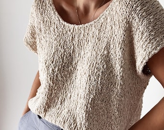 Knitting Pattern Instructions Drop Cut Tee Top Diwn Boxy Style Shirt Drop Shoulder Shirt