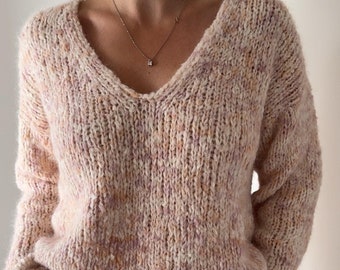 Knitting Pattern Instructions Twofold Sweater V Neck Top Down Knitting Pattern