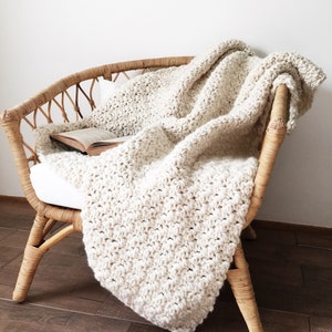 Crochet Pattern Chunky Wool Blanket Afghan Throw Original The BIRCH Blanket image 1