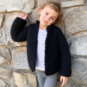 Knitting Pattern Top-Down Sweater Jacket Harper Jacket Jr. Beginner friendly Sizes 2t to 14 Y