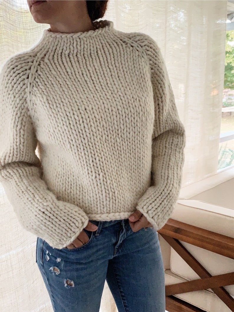 Beginner Friendly Knitting Pattern Gallant Sweater Chunky cropped sweater top-down image 6