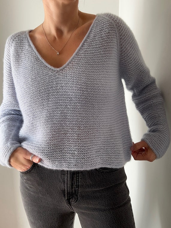 Knitting Pattern Soho Blouse V Neck Top Down Knitting Textured