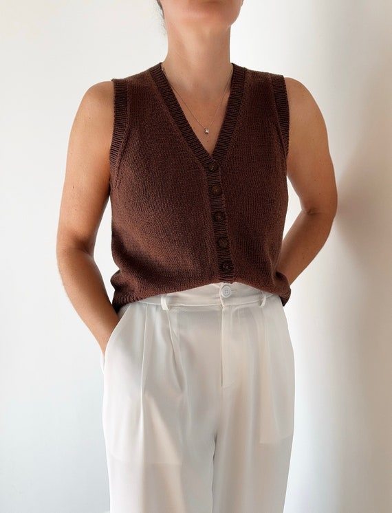 トップス eaphi U NECK LEAF PATTERN KNIT VEST Knitting Pattern: the V Neck Vest by Lovebird Knitwear