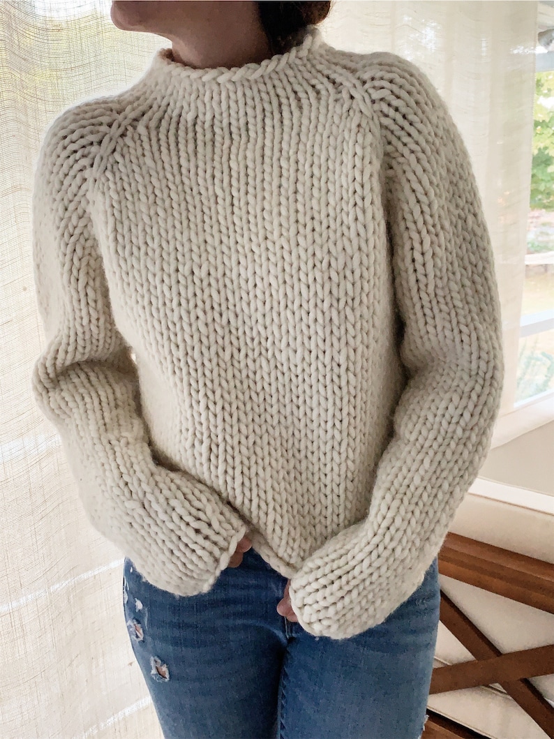 Beginner Friendly Knitting Pattern Gallant Sweater Chunky cropped sweater top-down image 7