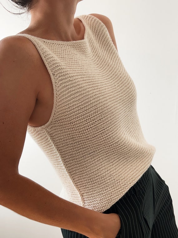 【MODERNIF】Summer Air Cool Linen Knit KNITTING PATTERN* Summer Air Crop Pattern, Knit Tank Top