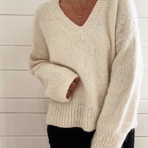 Knitting Pattern Home Sweater V Neck Top Down Knitting Pattern image 2