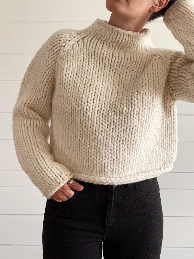 Beginner Friendly Knitting Pattern Gallant Sweater Chunky cropped sweater top-down image 2