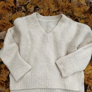 Knitting Pattern Home Sweater V Neck Top Down Knitting Pattern image 6