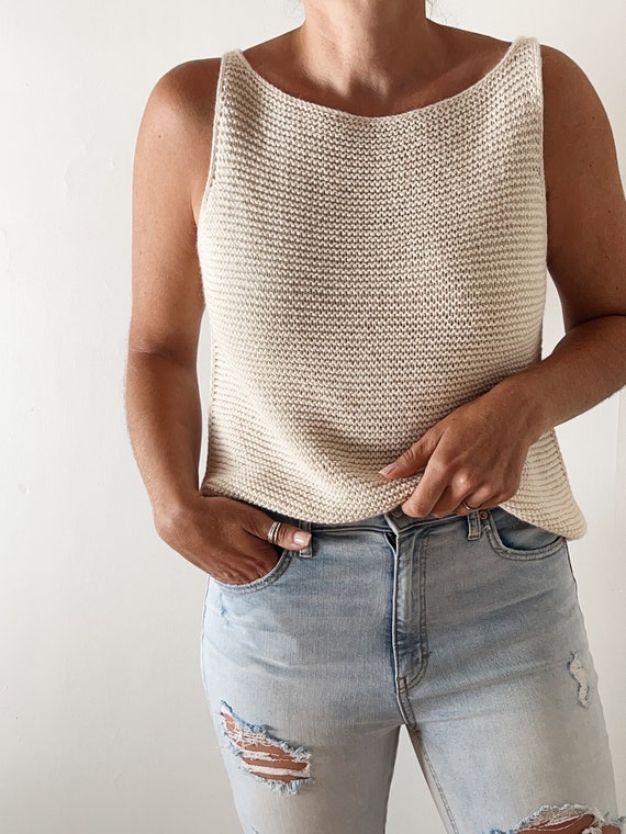 新品【MANOF】WAIST PINCH KNIT TOPS Knitting Pattern Soho Top Summer Knitting Top Down Knitting