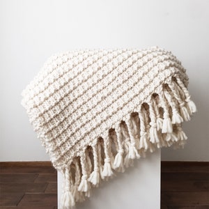 Beginner Friendly Knitting Blanket Pattern Oversized Chunky Throw With Braided Fringe The Cumberland image 9