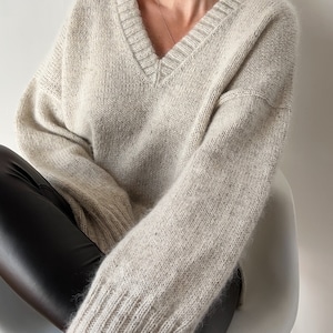 Knitting Pattern Harlow Sweater V Neck Top Down Knitting Patterns - Etsy