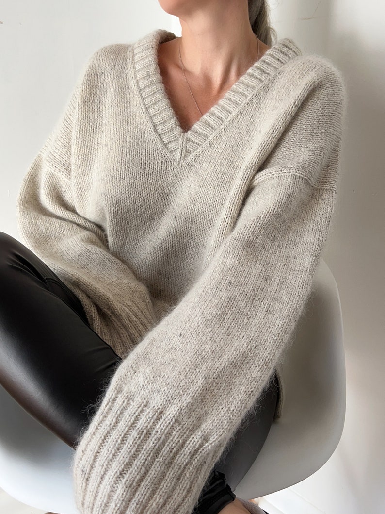 Knitting Pattern Harlow Sweater V Neck Top Down Knitting - Etsy