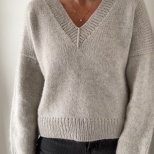 Knitting Pattern Dartmoor Sweater V Neck Top Down Knitting Drop ...