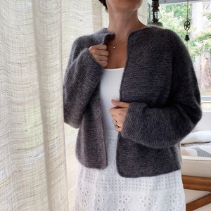 Patrón de tejido Top-Down Sweater Cardigan The Harper Jacket Mohair Edition