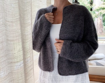 Knitting Pattern Top-Down Sweater Cardigan The Harper Jacket Mohair Edition