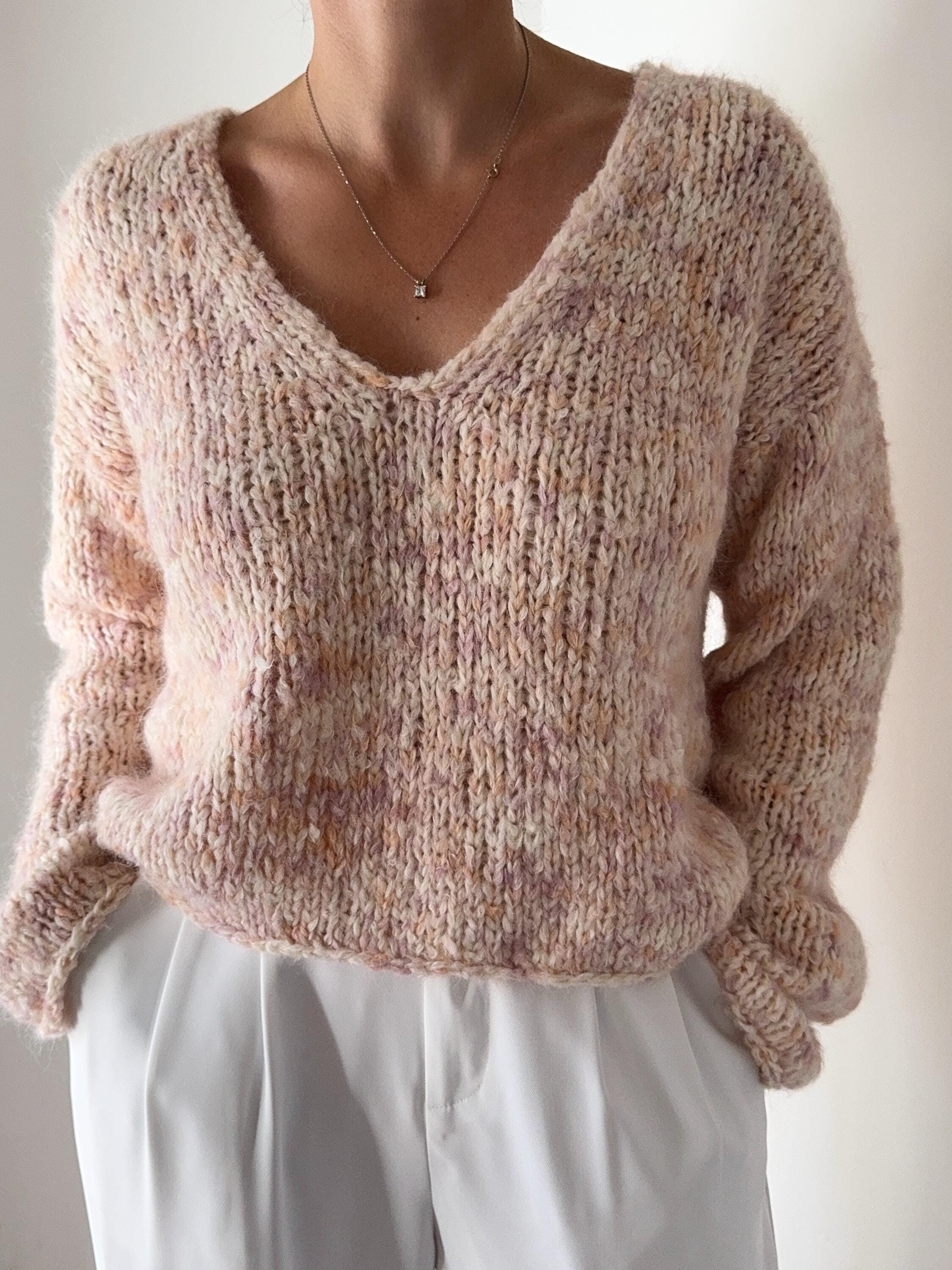 Knitting Pattern Instructions Twofold Sweater V Neck Top Down