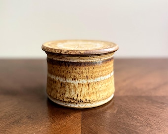 Signed Studio Pottery Butter Bell, Handmade Ceramic Butter Crock, Rustic Brown Stoneware
