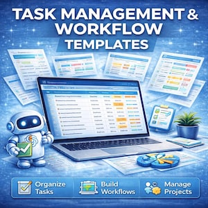 AI Task Management Workflow Templates | ChatGPT Productivity Prompts (Digital Download)