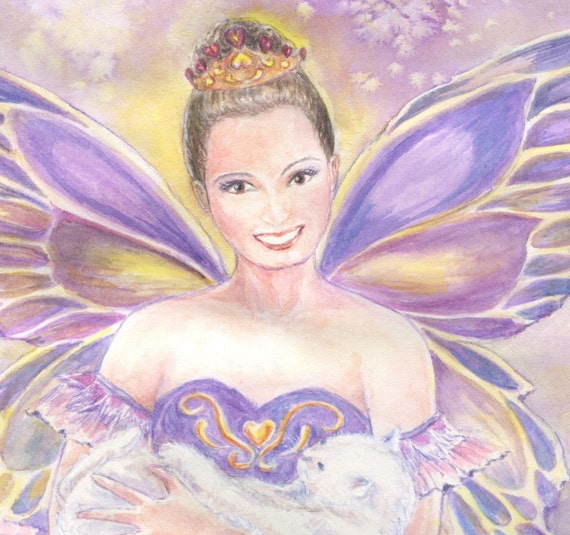 Fairy Art, Sugar Plum Fairy Ballerina With White Cat and Ballerina